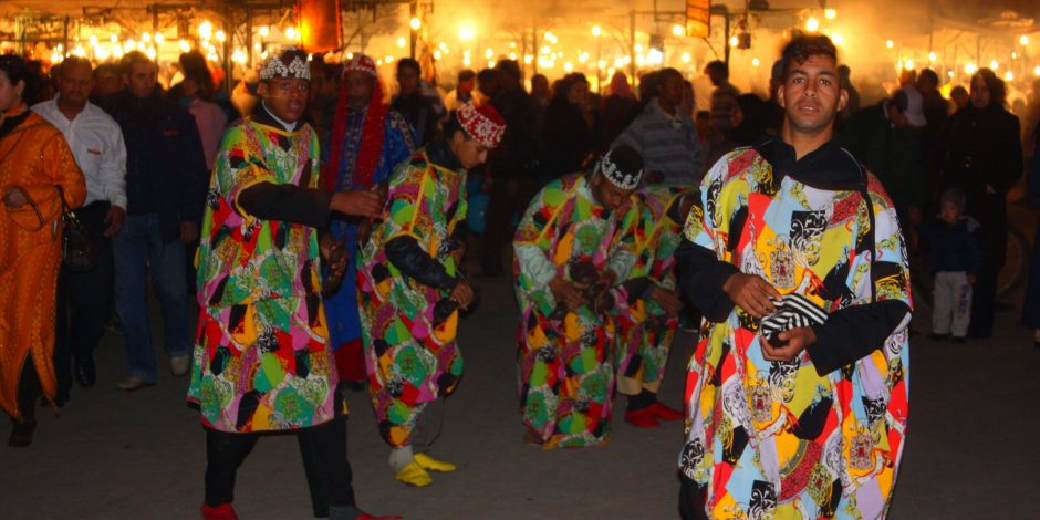 gnaoua music group in marrakech square