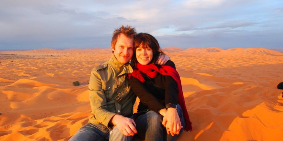 couple in merzouga sahara desert