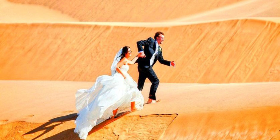 honeymooners in sahara desert