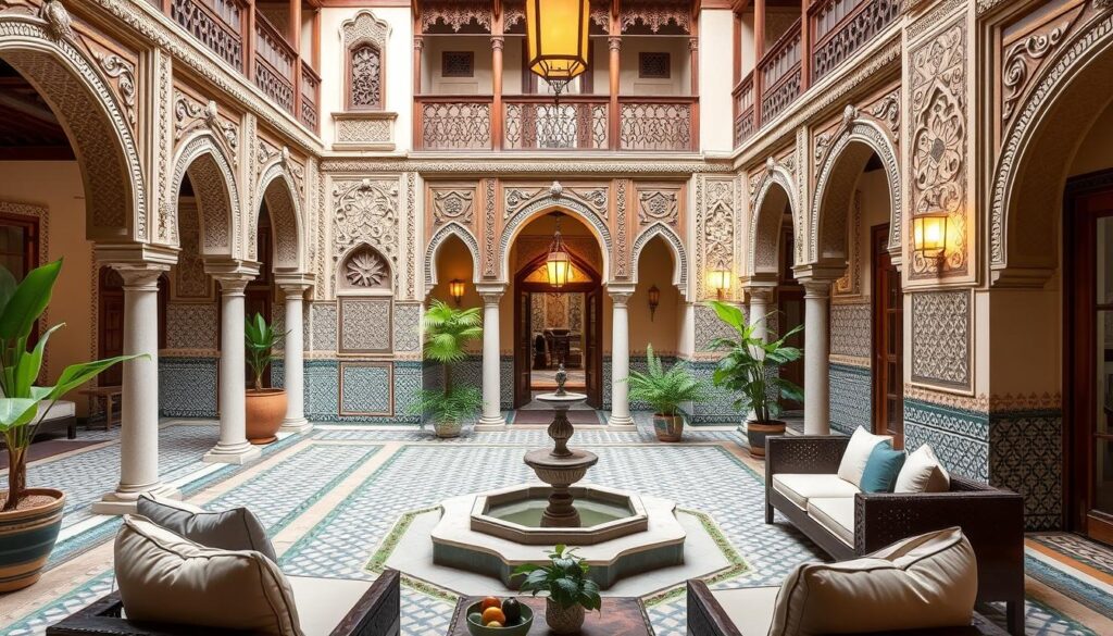 Luxury riad in Marrakech with traditional architecture and pool