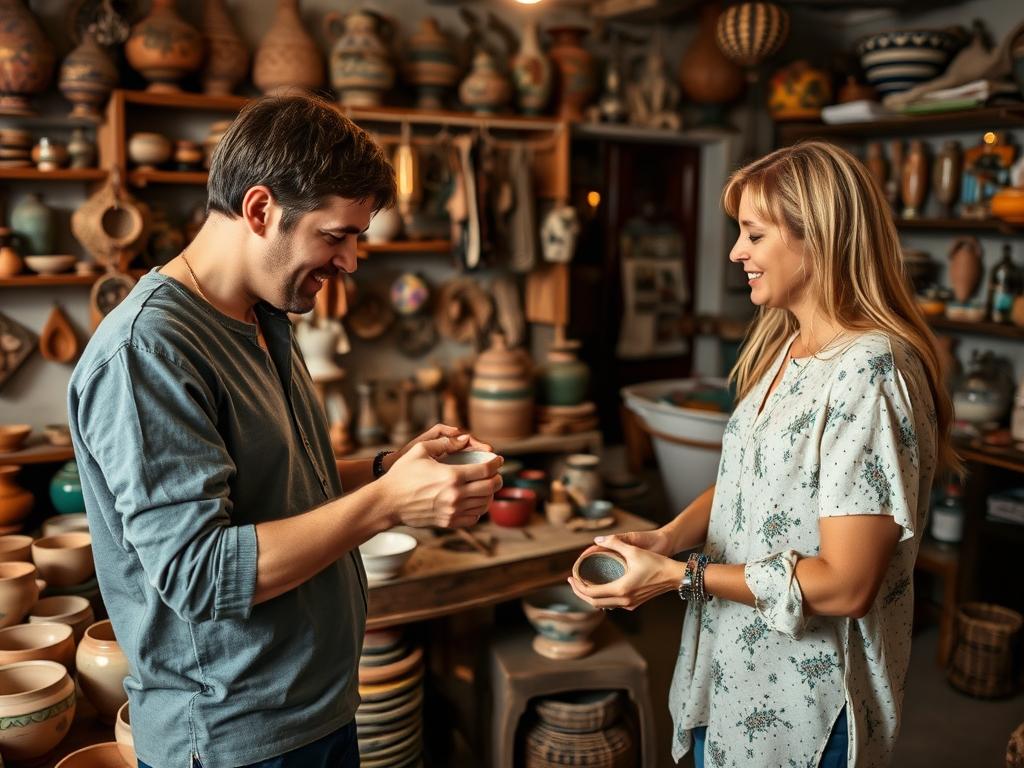 Private guide showing couple traditional Moroccan crafts in workshop