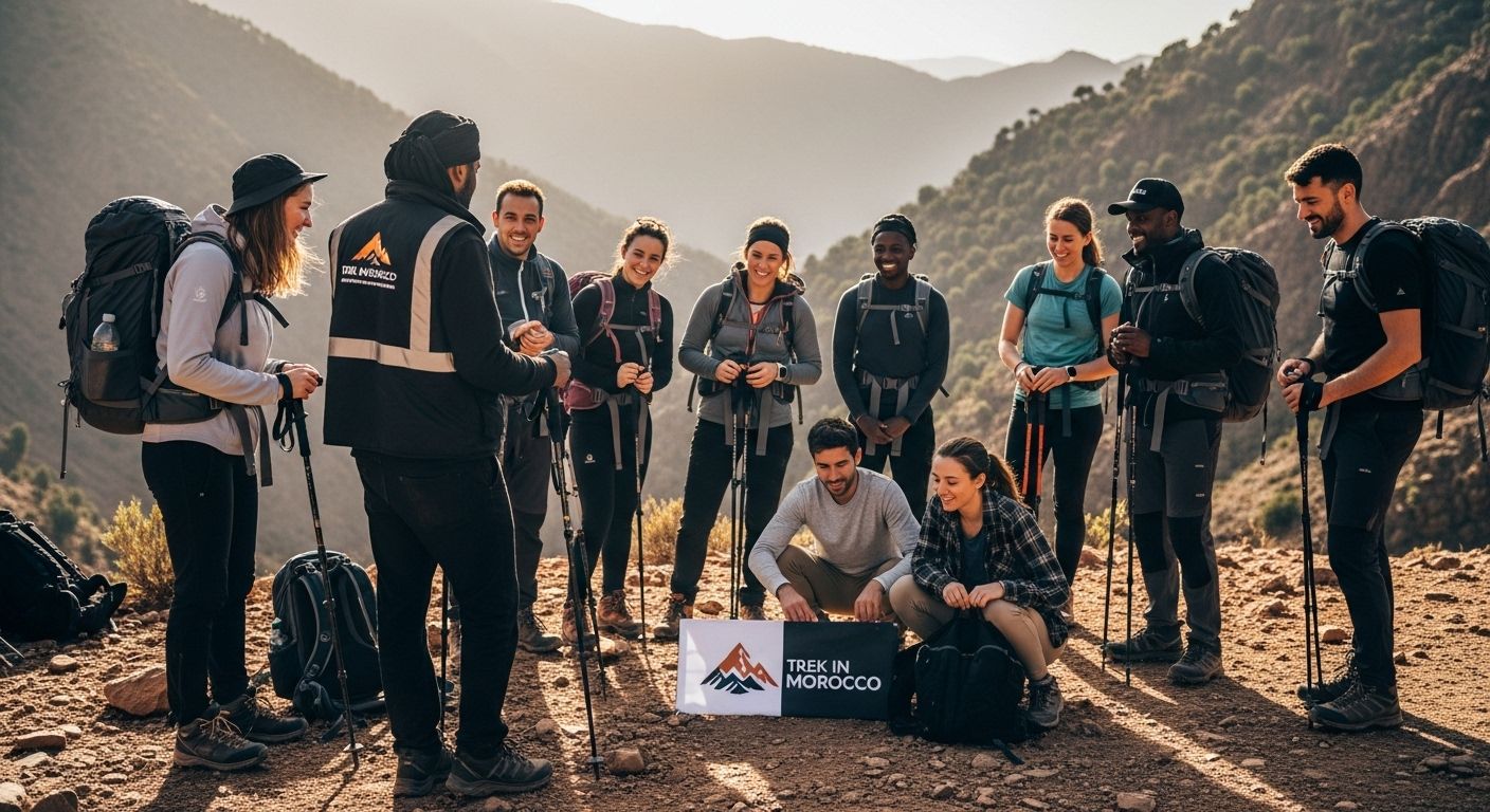 Morocco trekking group sunrise
