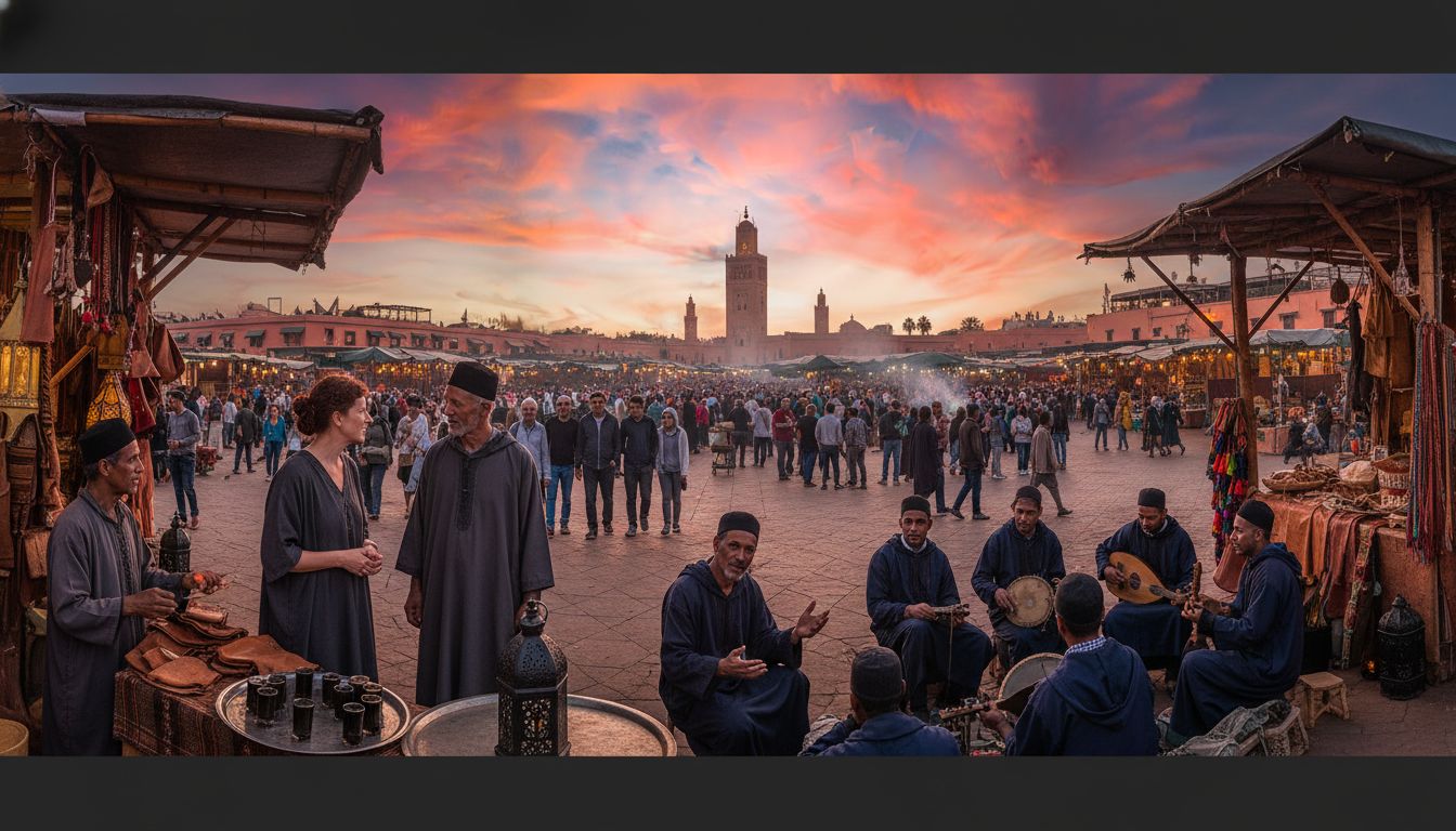Marrakech cityscape sunset