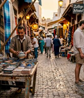 Vibrant Tangier Medina street scene