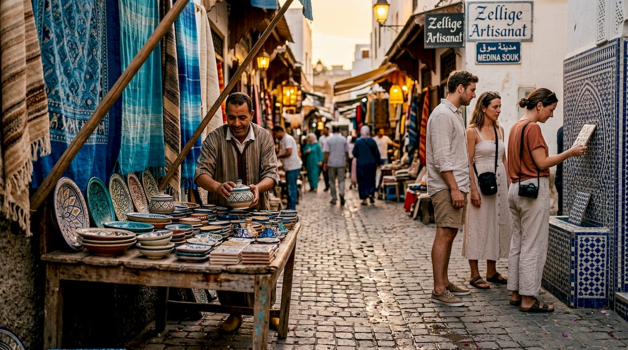 Vibrant Tangier Medina street scene