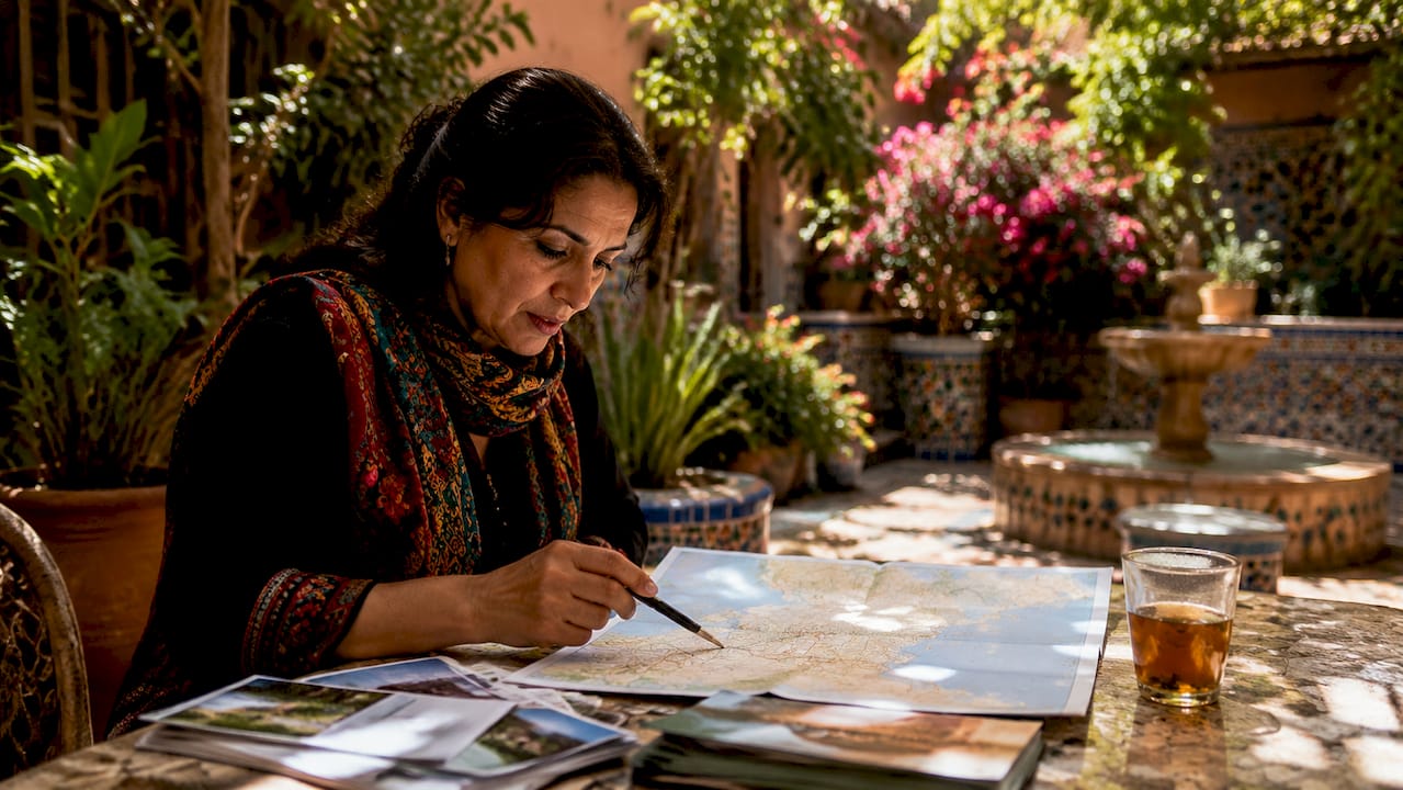 Travel agent planning sustainable Moroccan trip